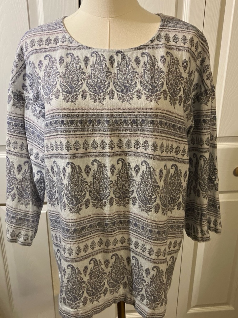 J Jill Paisley Striped Linen Feel Top